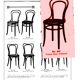 Lot de 4 chaises Kohn bistrot n°30 de 1910, assise bois
