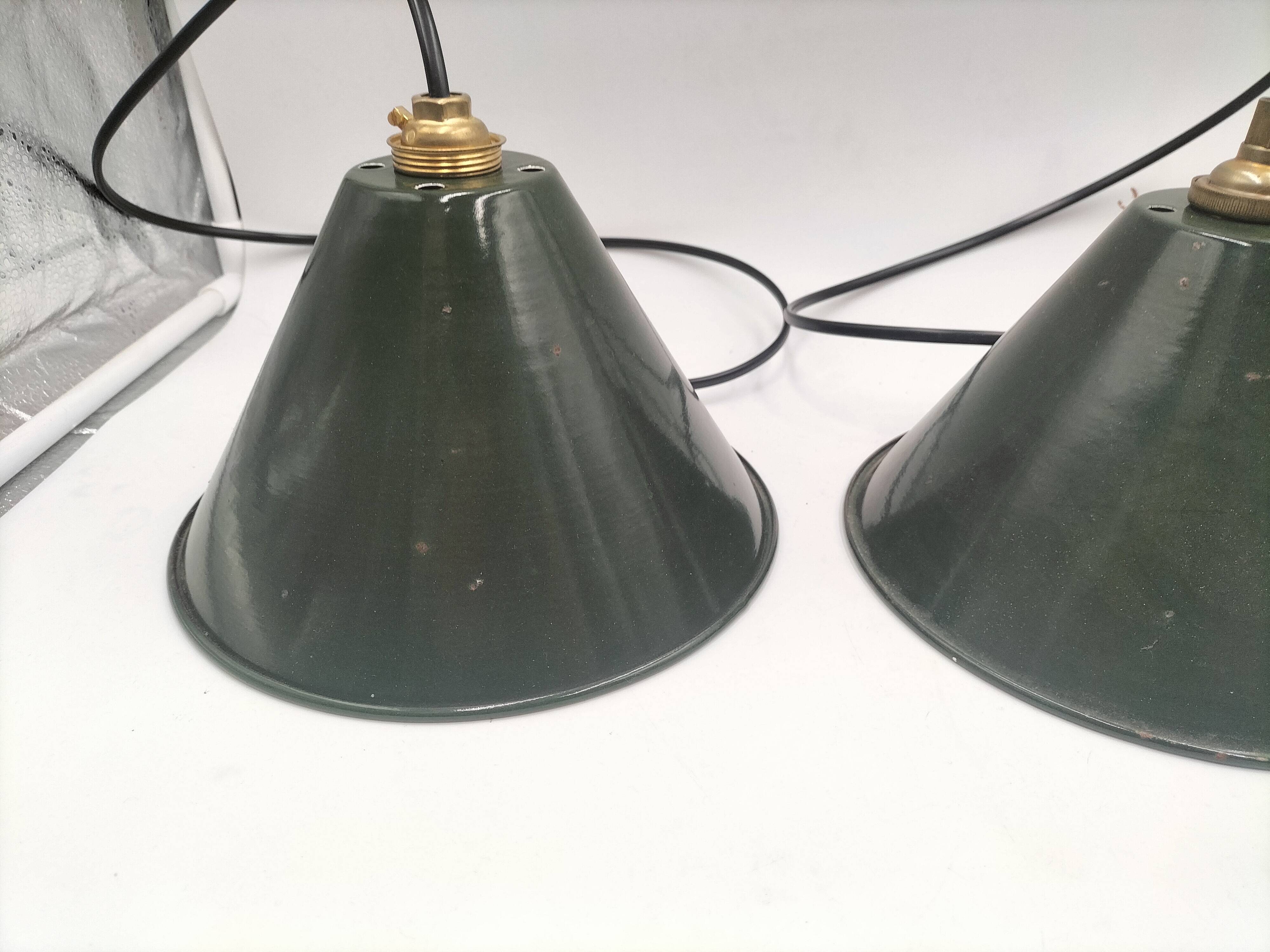 Enameled sheet metal pendant lights
