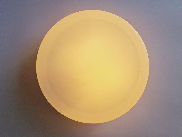 Large Midcentury Flush Mount Milk Glass, RZB Leuchten, Germany, 1970s