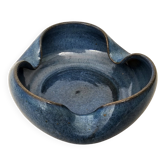 Blue ceramic catchall ashtray in a free form, signed CH.
