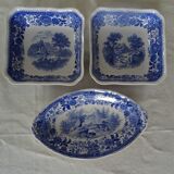 3 plats raviers Villeroy & Boch  faïence ancienne  366112 Burgenland Bleu