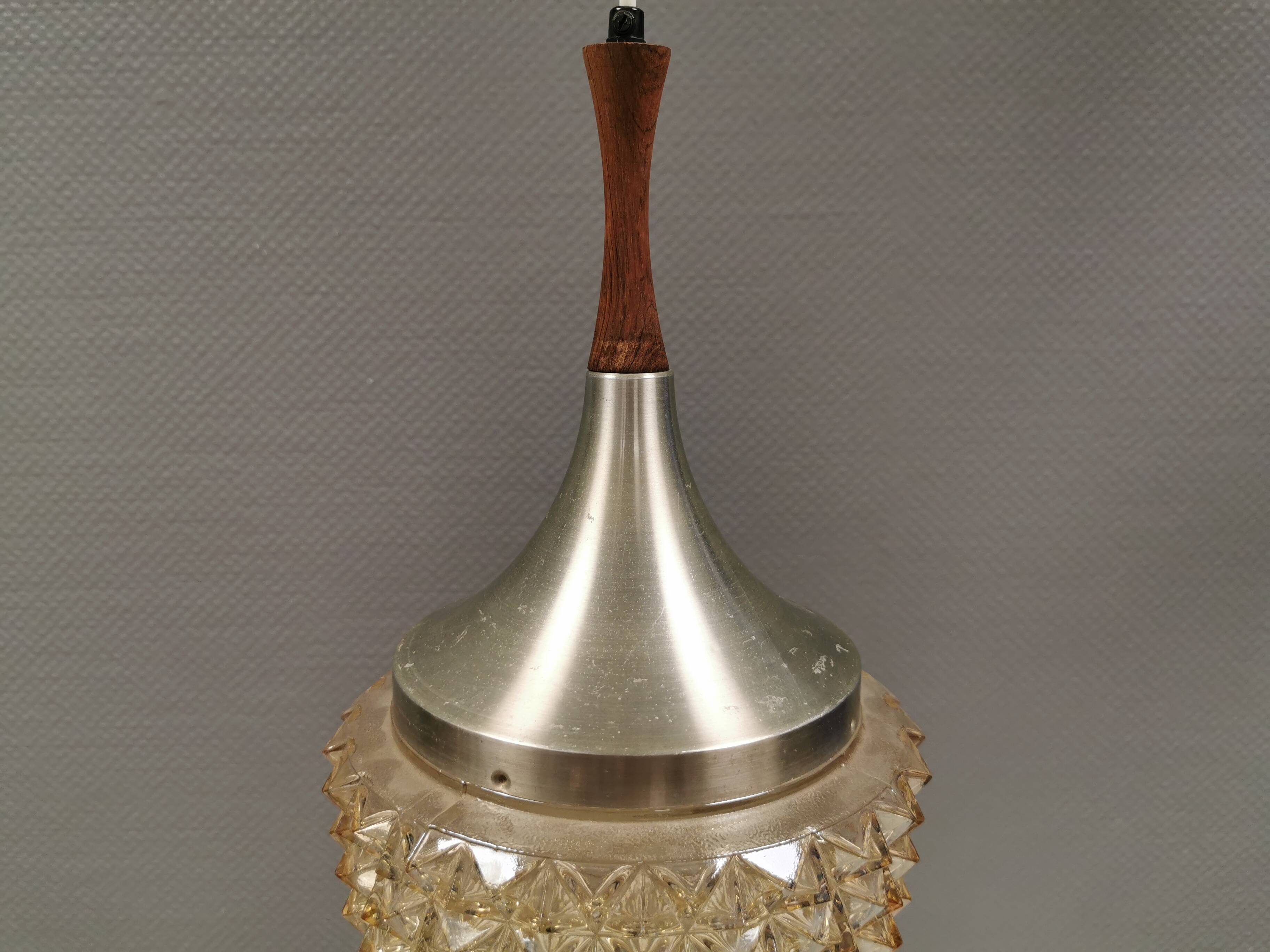 Pendant lamp by Carl Thore with a hard-pressed glass shade 1980s