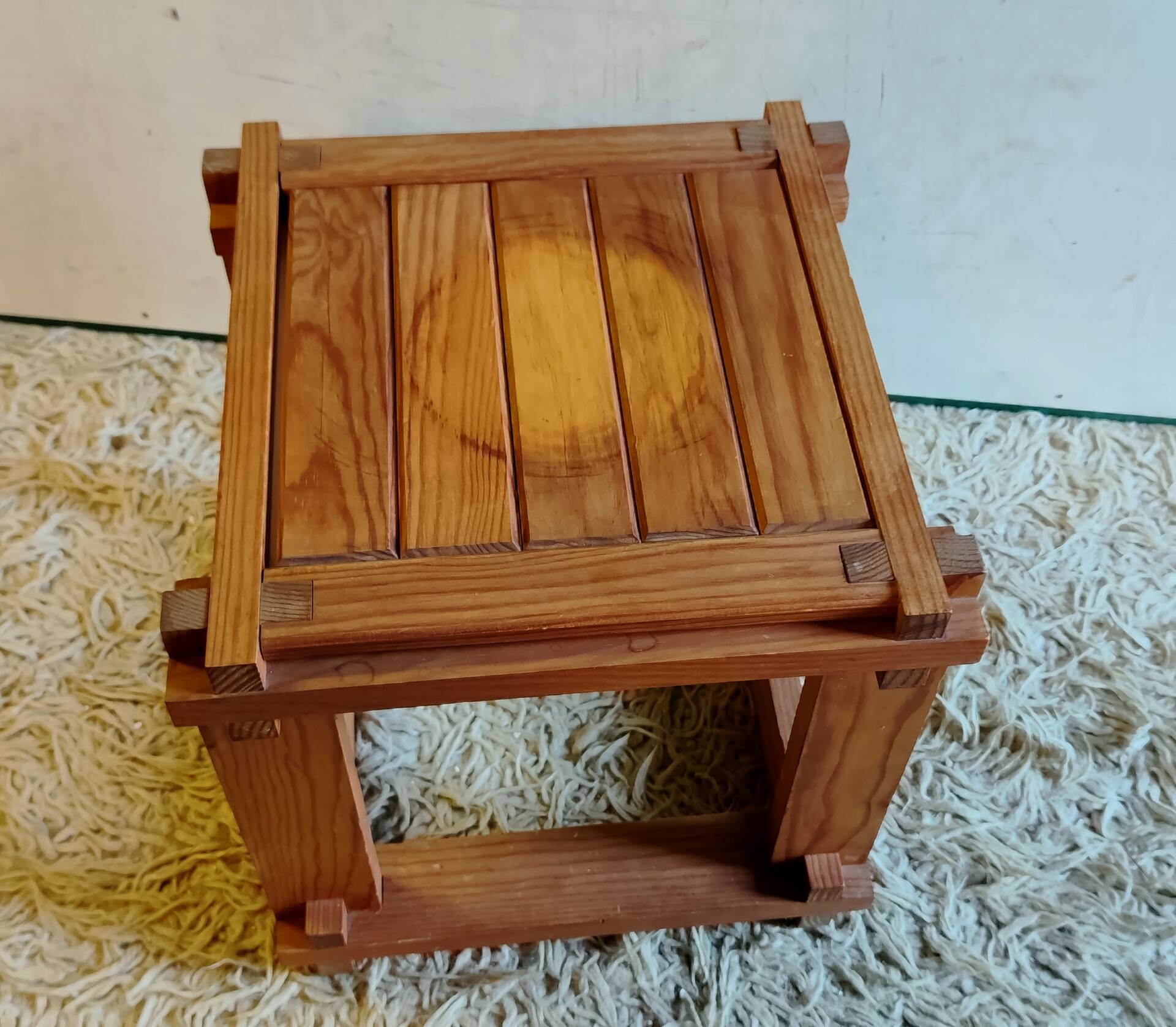 Solid wood coffee table in brutalist style - mid 20th century.