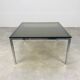 Square coffee table in chrome and smoked glass from the 1970s.