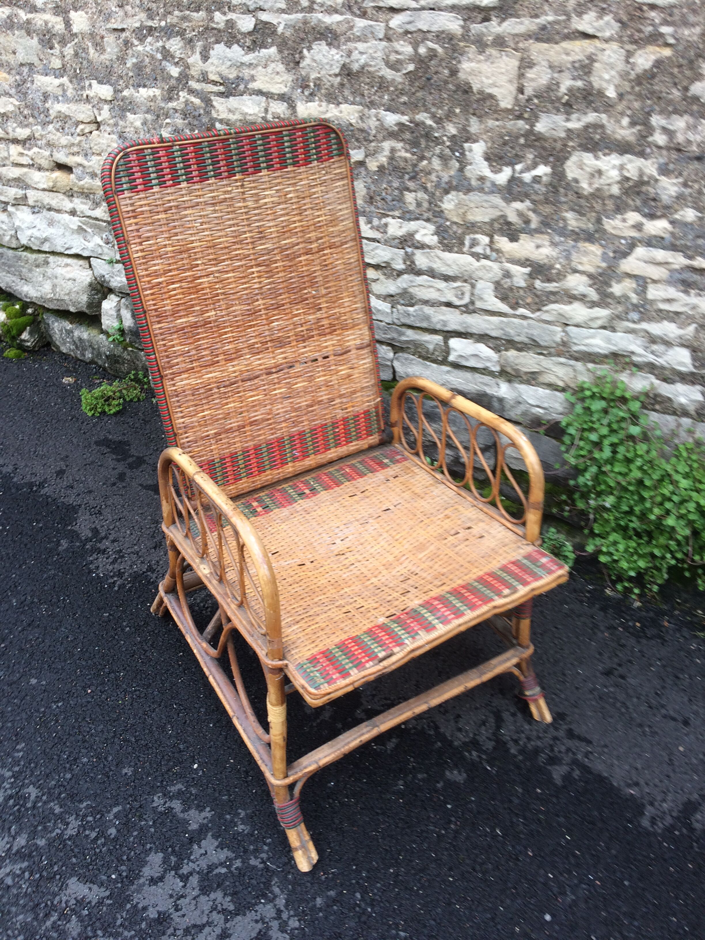 Bamboo rattan long chair