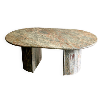 Oval Vintage Fior di Pesco Marble Coffee Table. Italy, 1980s.