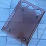smoked plexi table on wheels