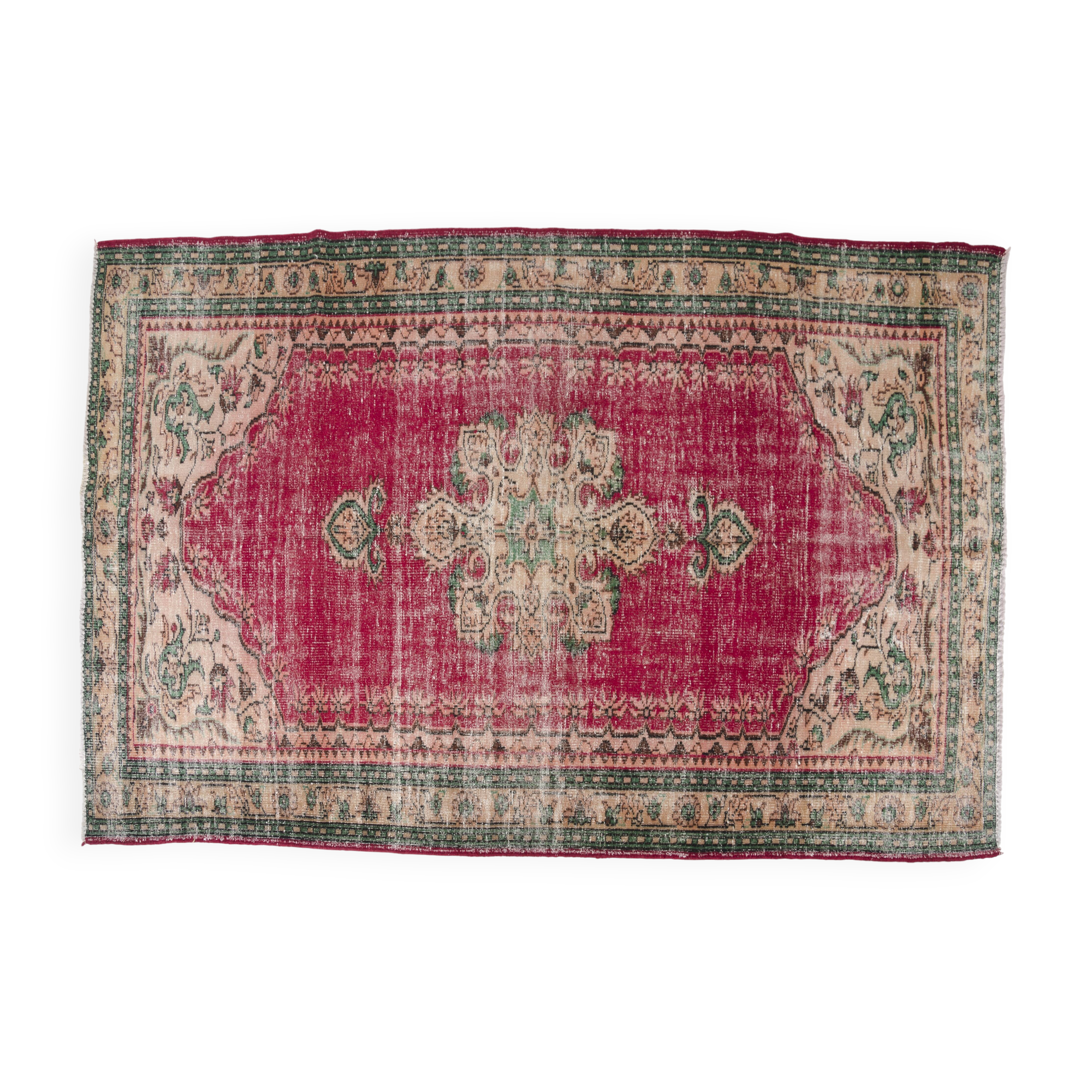 One  a KiND vİNTAGE tURKİSH oUSHAK rUG  SKU 2004