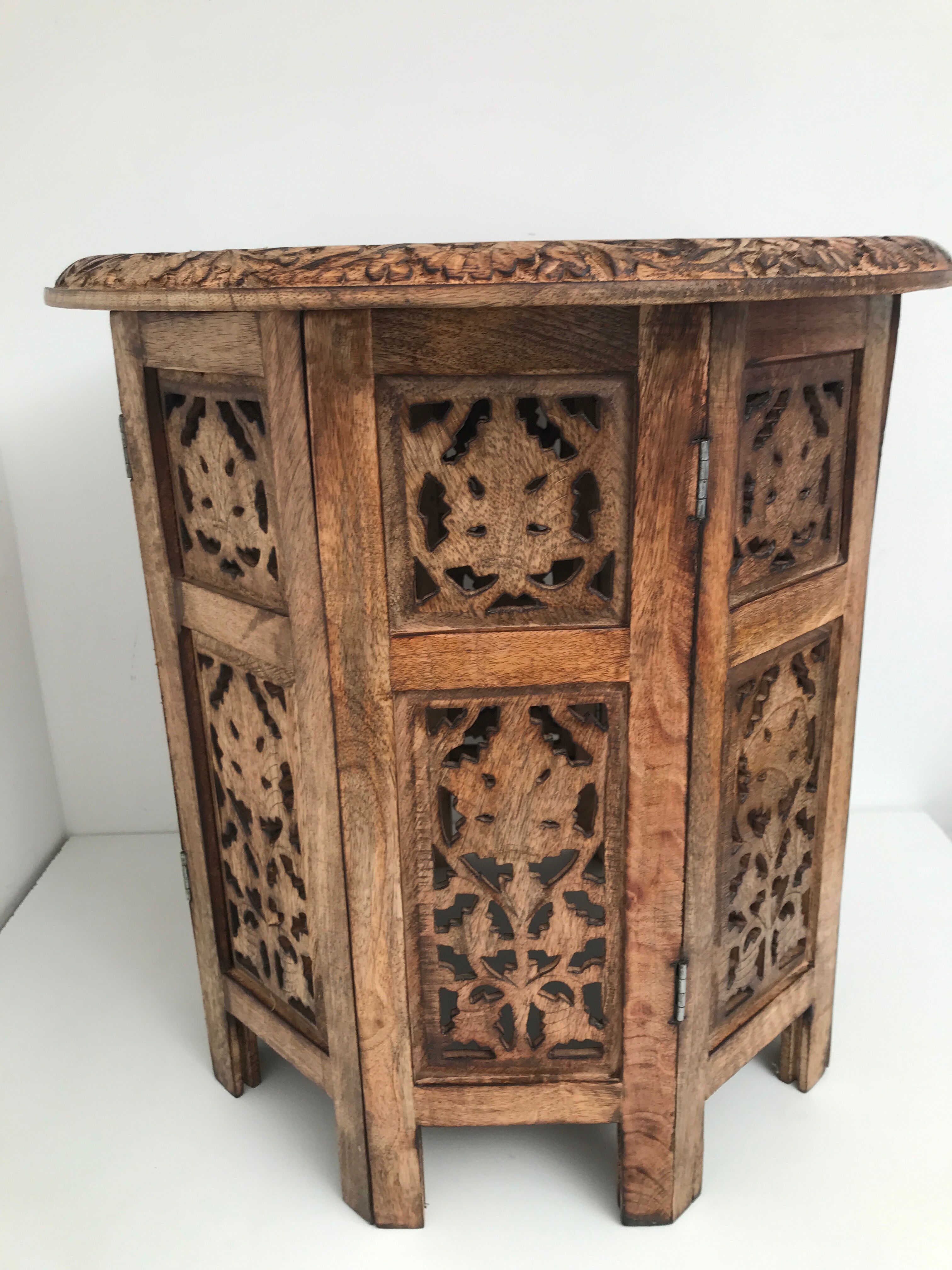 Exotic wooden coffee table carved molding