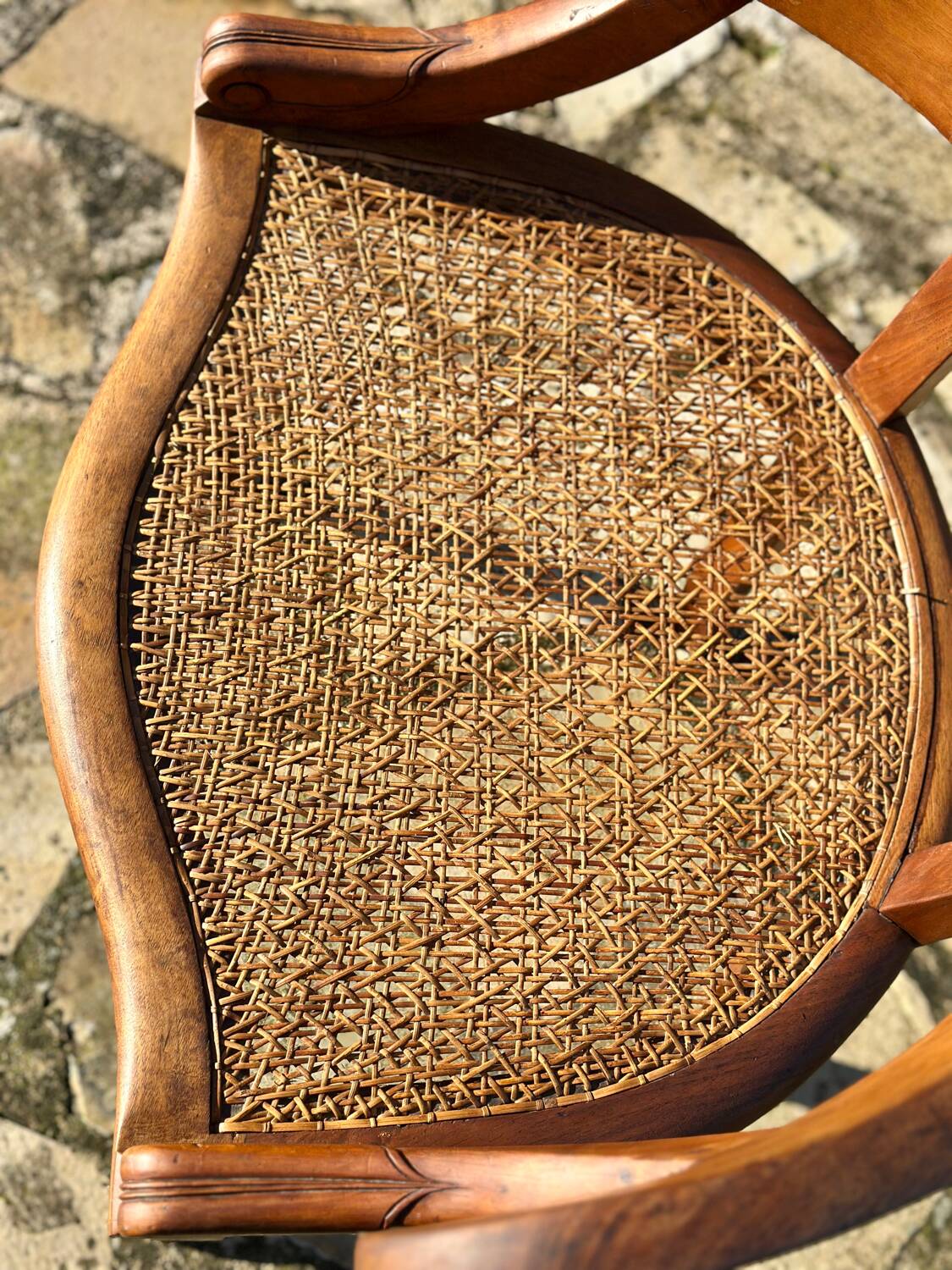 Elegant solid walnut office chair circa 1900.