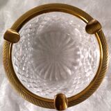 Cut glass and brass ashtray