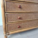 Bamboo and rattan chest of drawers, 70's