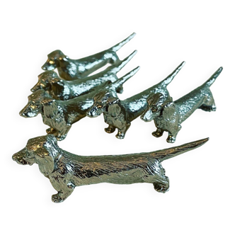 6 doors - vintage dachshund silver metal knife 70