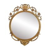 Miroir Médaillon Rond en Laiton, 1950s