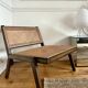 Vintage wooden and cane armchair