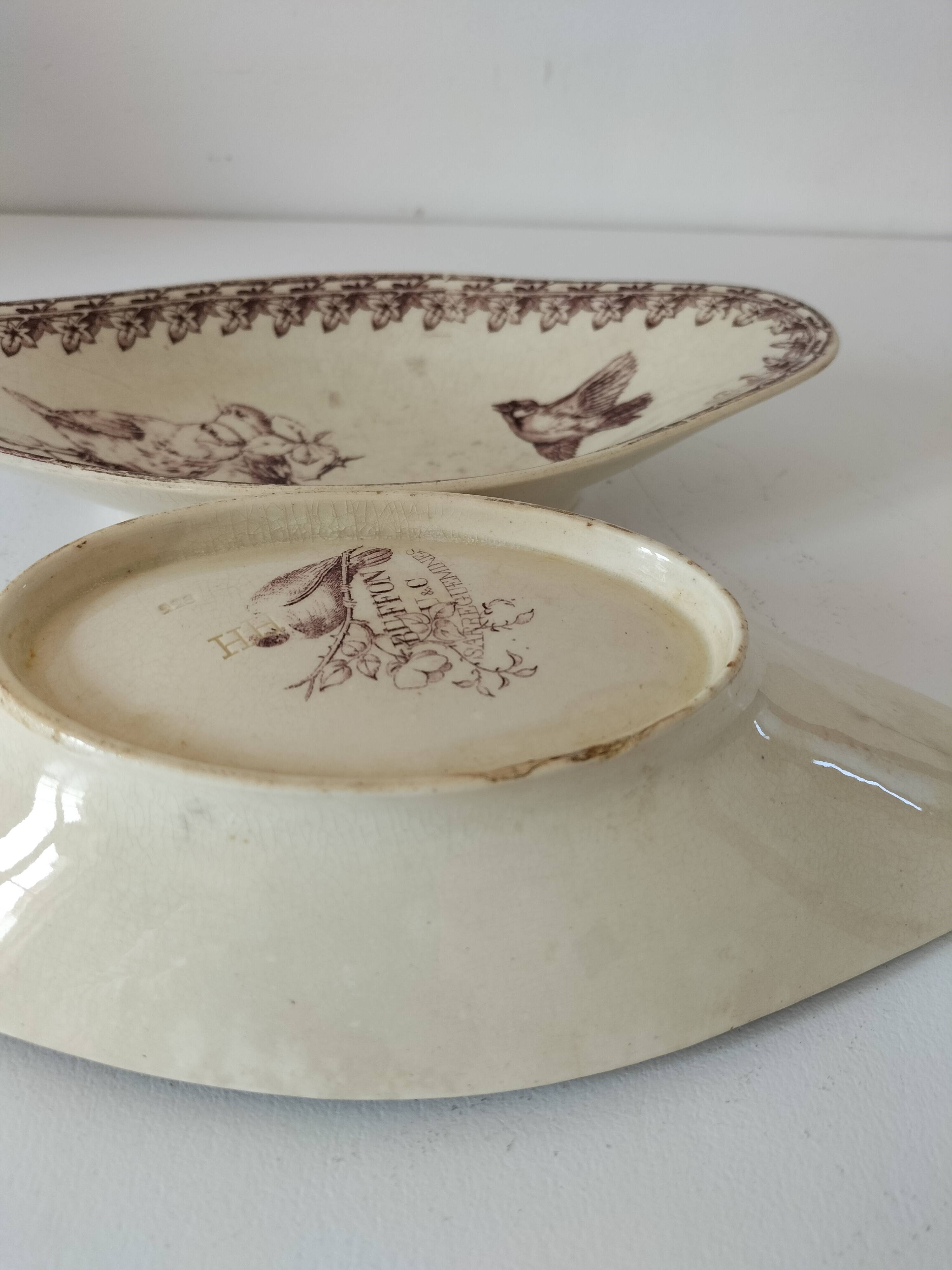 Two vintage U&C Sarreguemines Buffon model dishes