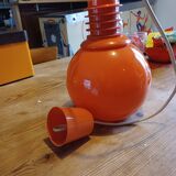 Vintage Opaline Orange and White Pendant Lamp