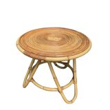 Pair of rattan tripod coffee tables 1950