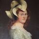 19th Mid-Century Modern Portrait Painting of Young Lady in Hat