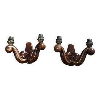 Pair of old vintage ceramic wall lights 1950 1960