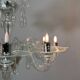 Venetian chandelier in transparent Murano glass with 10 light arms, circa 1980.