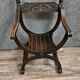 Antique curule chair in carved wood – Renaissance / Savonarole style