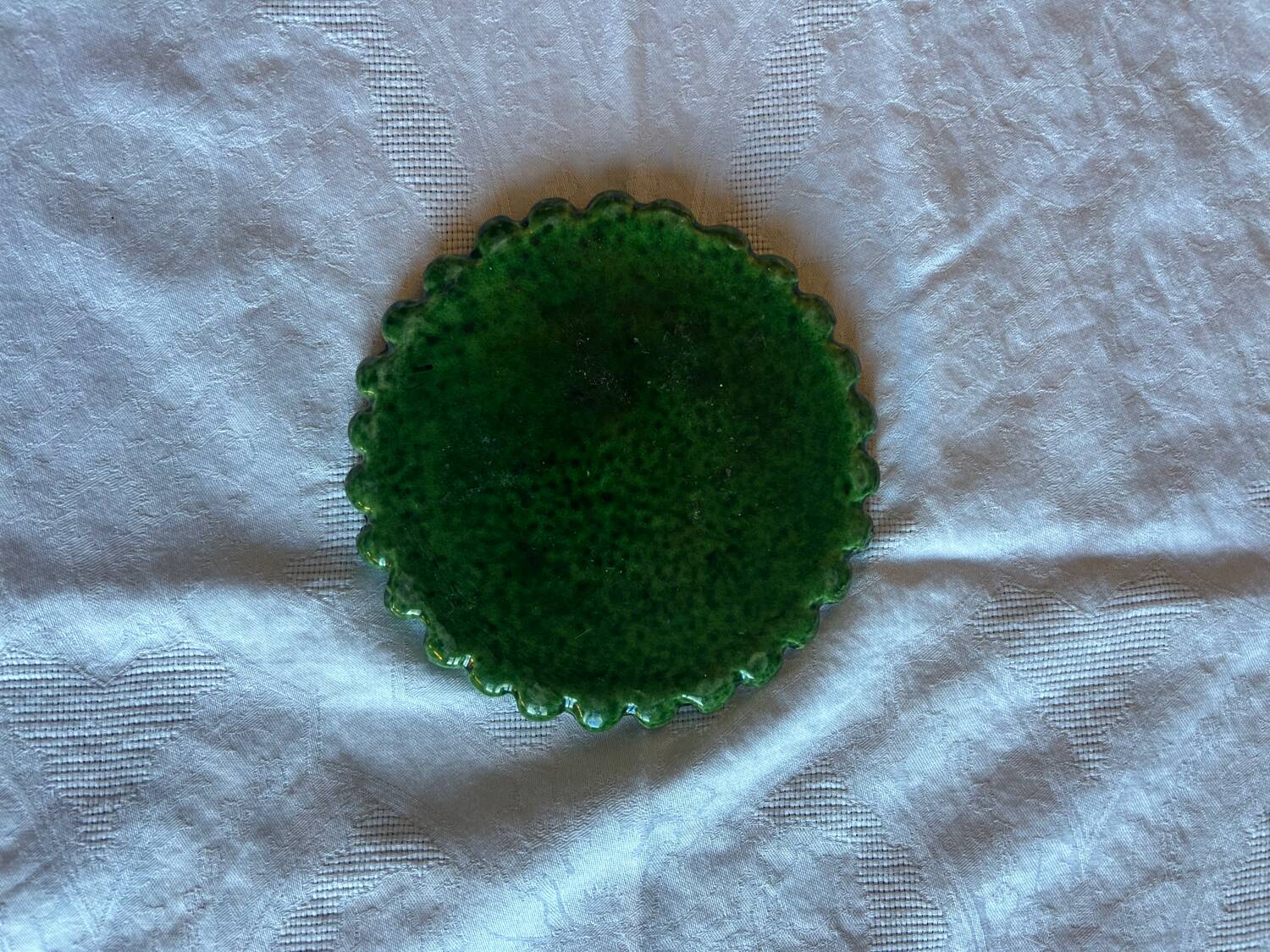 Set of 3 Vallauris trivets – Green glazed ceramic – Years