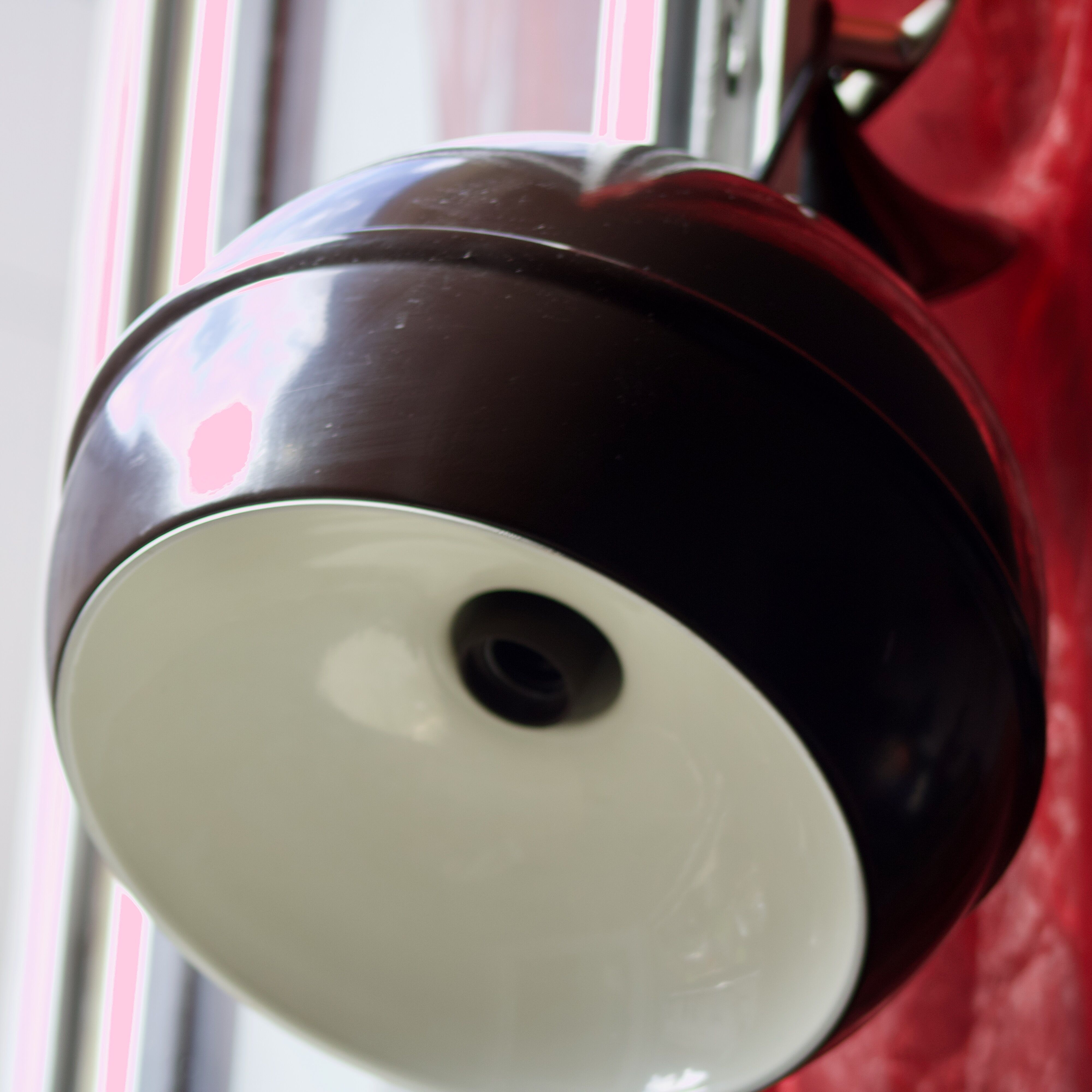 Art Deco Vintage brown and white enamelled suspension duo