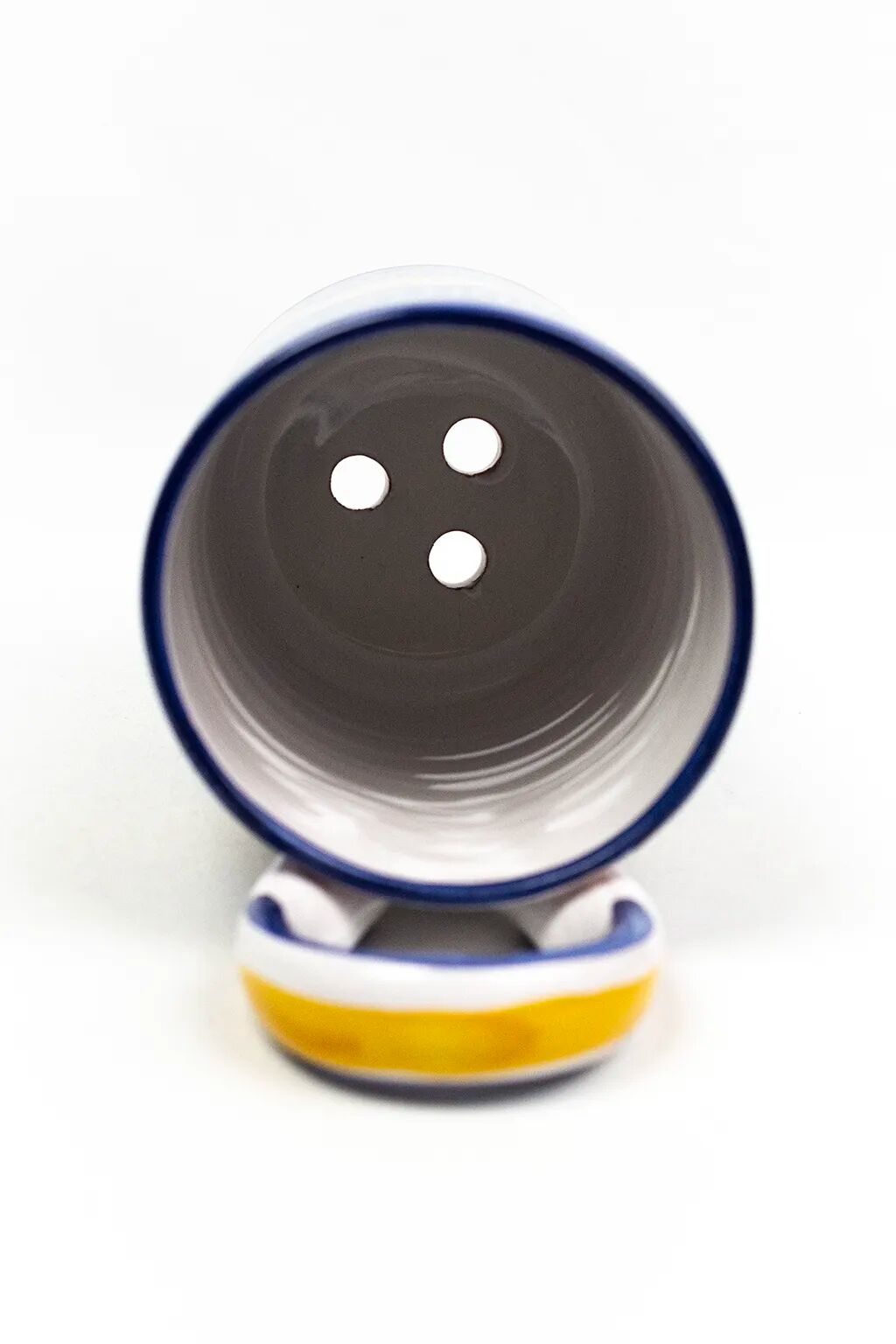 Robert Picault – Enamelled earthenware utensil holder in blue and yellow – Vallauris