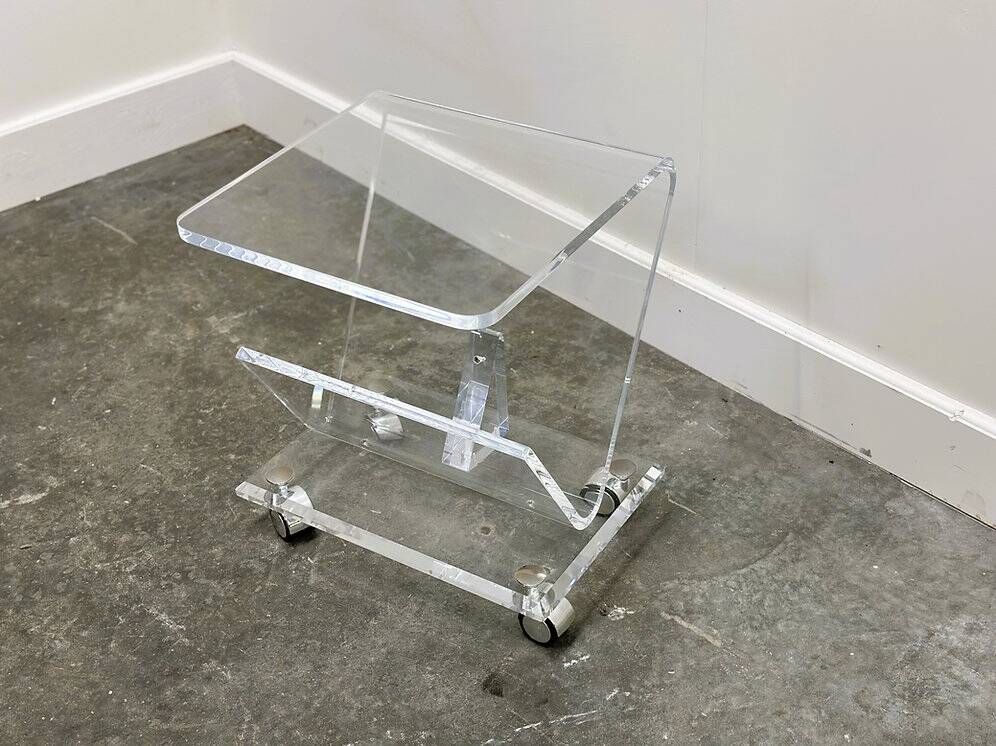 Vintage Lucite magazine cart, 1980s