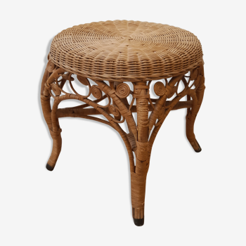 Tabouret peacock en rotin, années 60