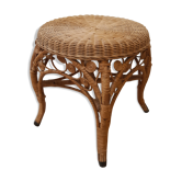 Tabouret peacock en rotin, années 60