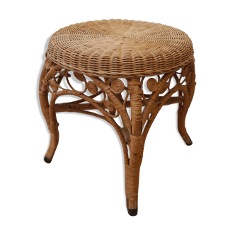 Tabouret peacock en rotin, années 60