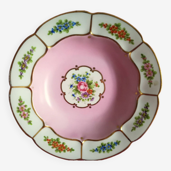 coupe décorative porcelaine à décor fleur et or peint main