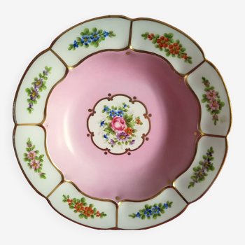 decorative porcelain bowl with hand-painted flower and gold decoration