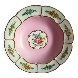 decorative porcelain bowl with hand-painted flower and gold decoration