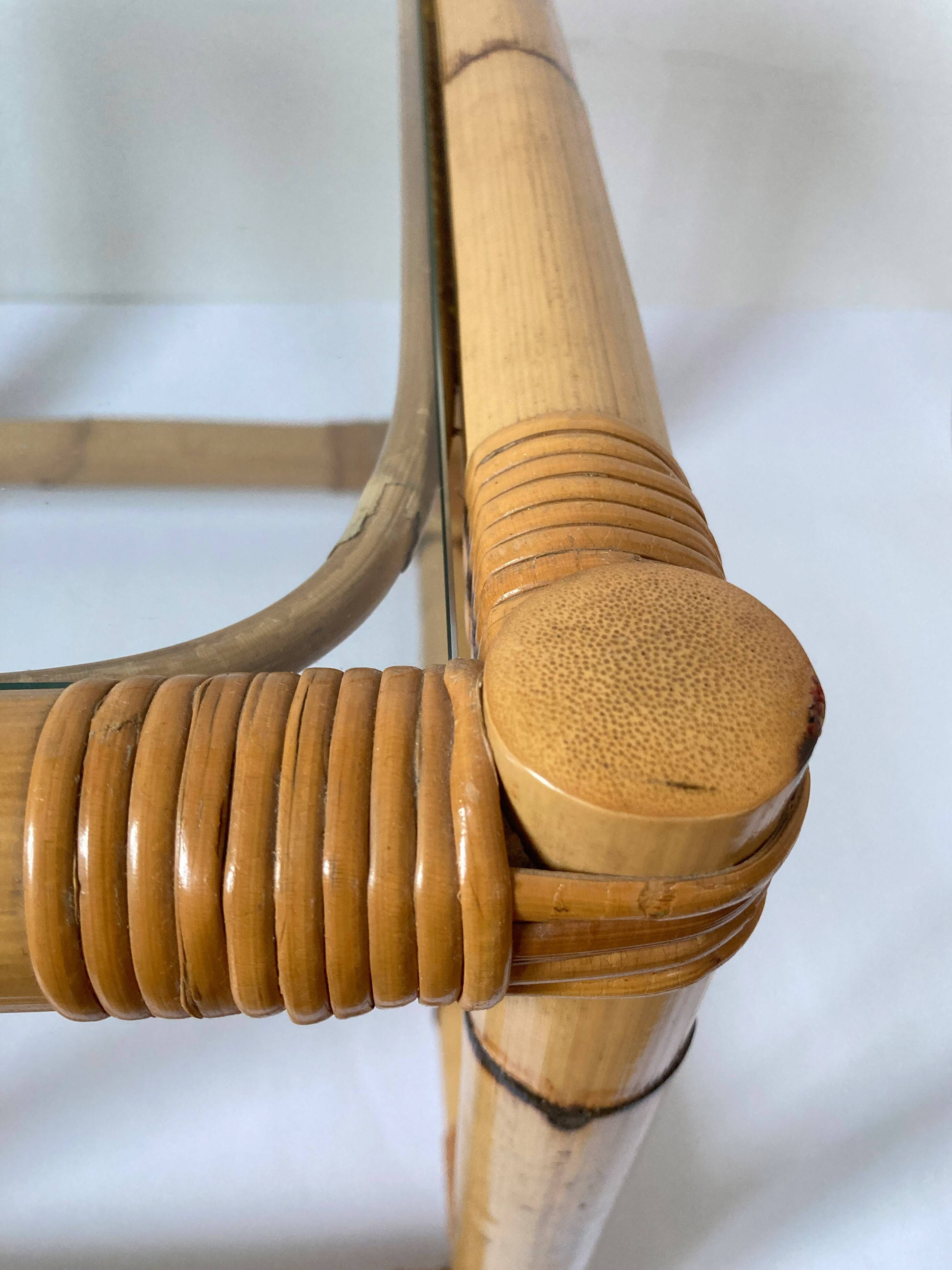Vintage Italian Bamboo Coffee Table: MCM Boho Tiki Cane, 1960s