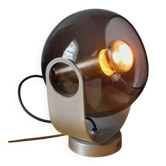 Space age lamp in chrome metal and smoked glass from the 1970s.