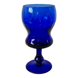 grand vase en verre bleu 1960