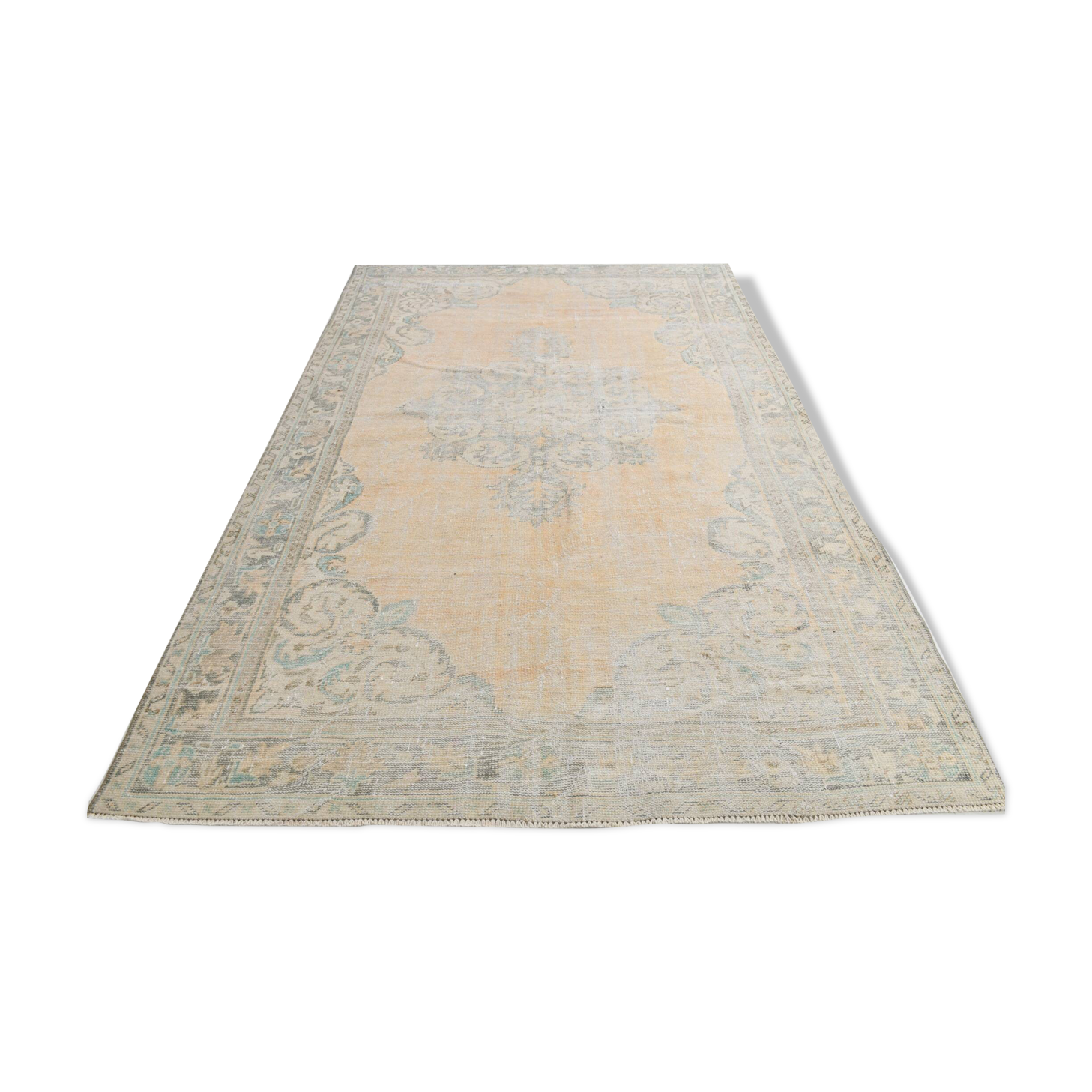 7x10 Light Yellow & Beige Vintage Rug 203x297Cm SK 21426