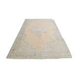 7x10 Light Yellow & Beige Vintage Rug 203x297Cm SK 21426