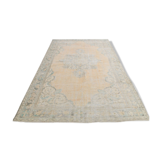 7x10 Light Yellow & Beige Vintage Rug 203x297Cm SK 21426