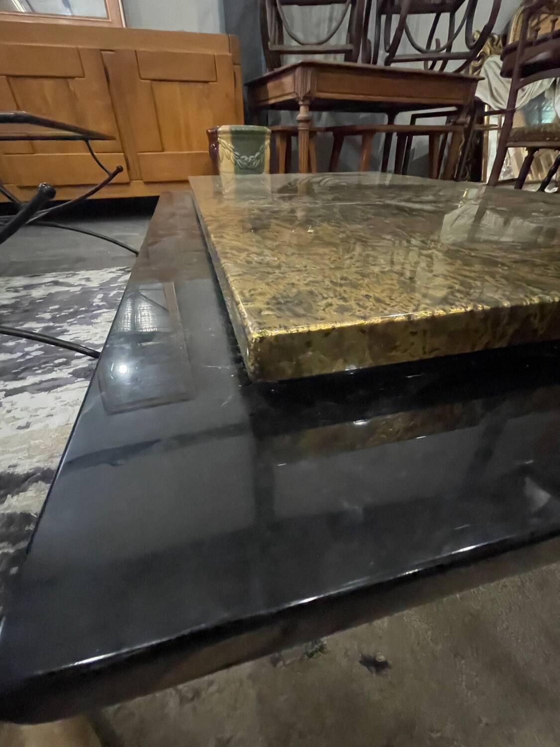 1970 black and gold lacquered coffee table