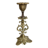 Antique chiselled bronze candlestick