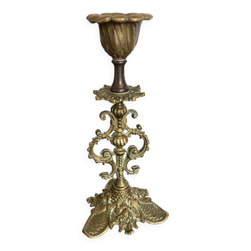 Antique chiselled bronze candlestick