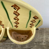 Wall-mounted planter or cutlery drainer in yellow vintage ceramic