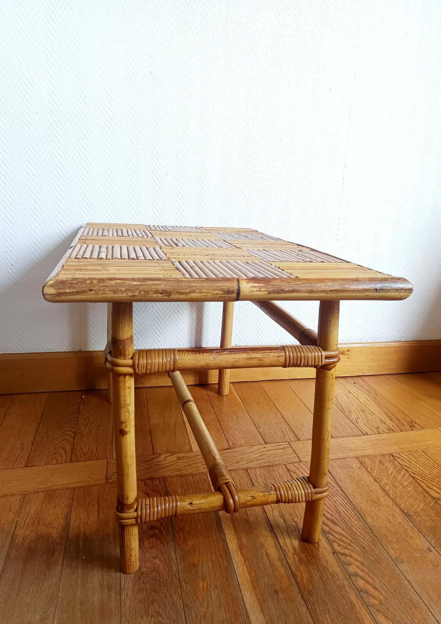 Bamboo coffee table in Audoux Minet vintage style from the 1960s.