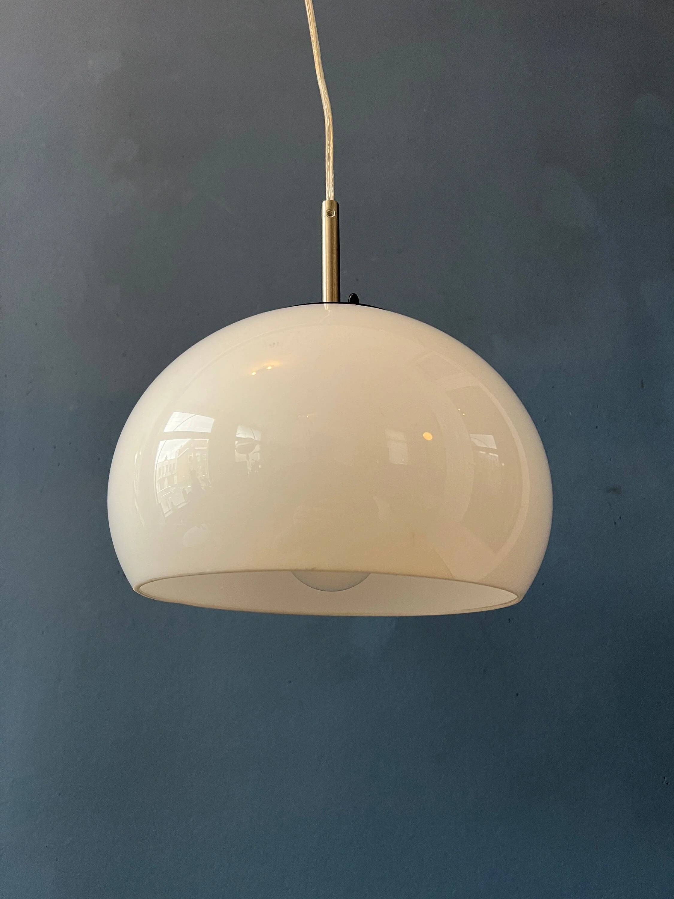 Small white Space Age mushroom pendant light