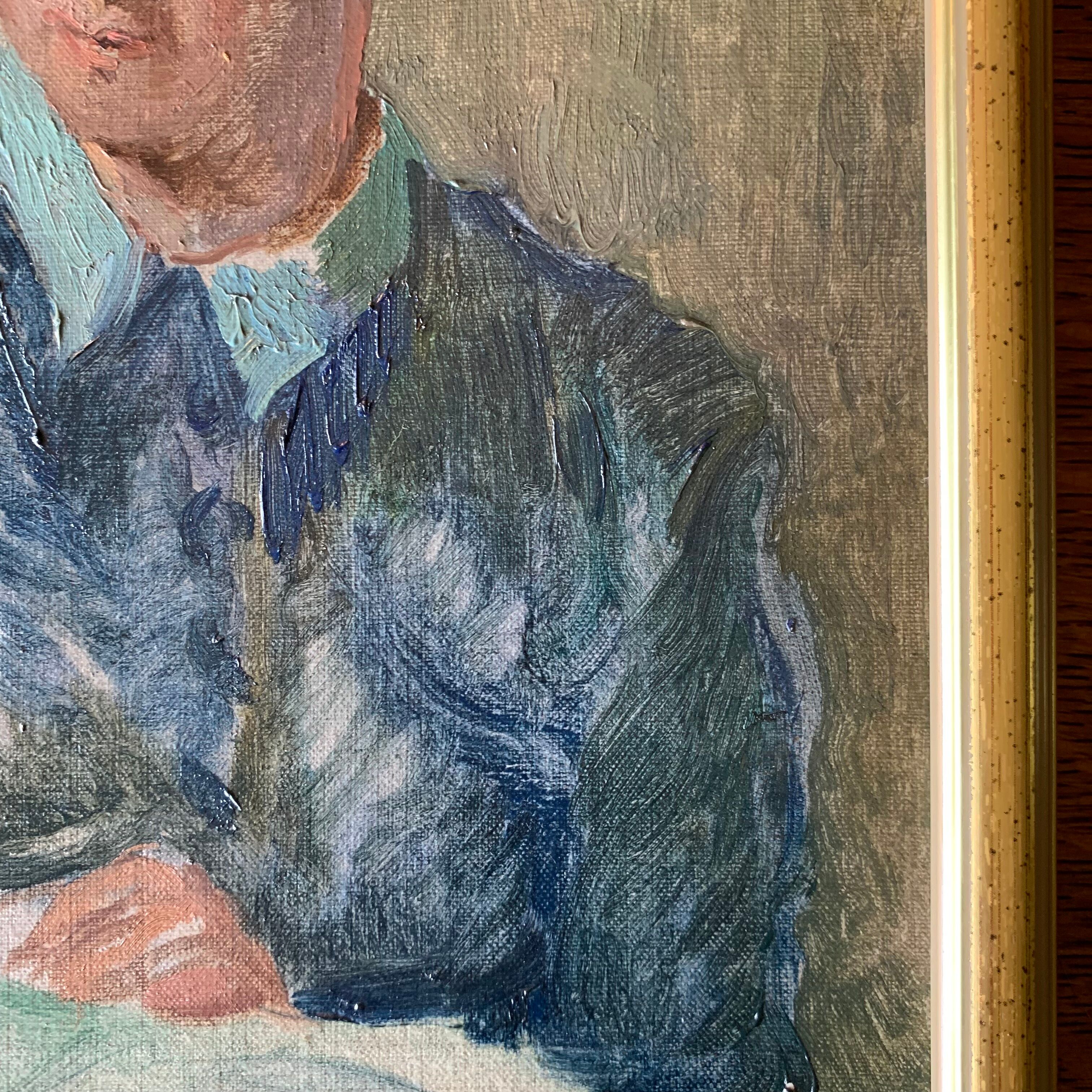 Portrait Oil on canvas "The e-reader"
