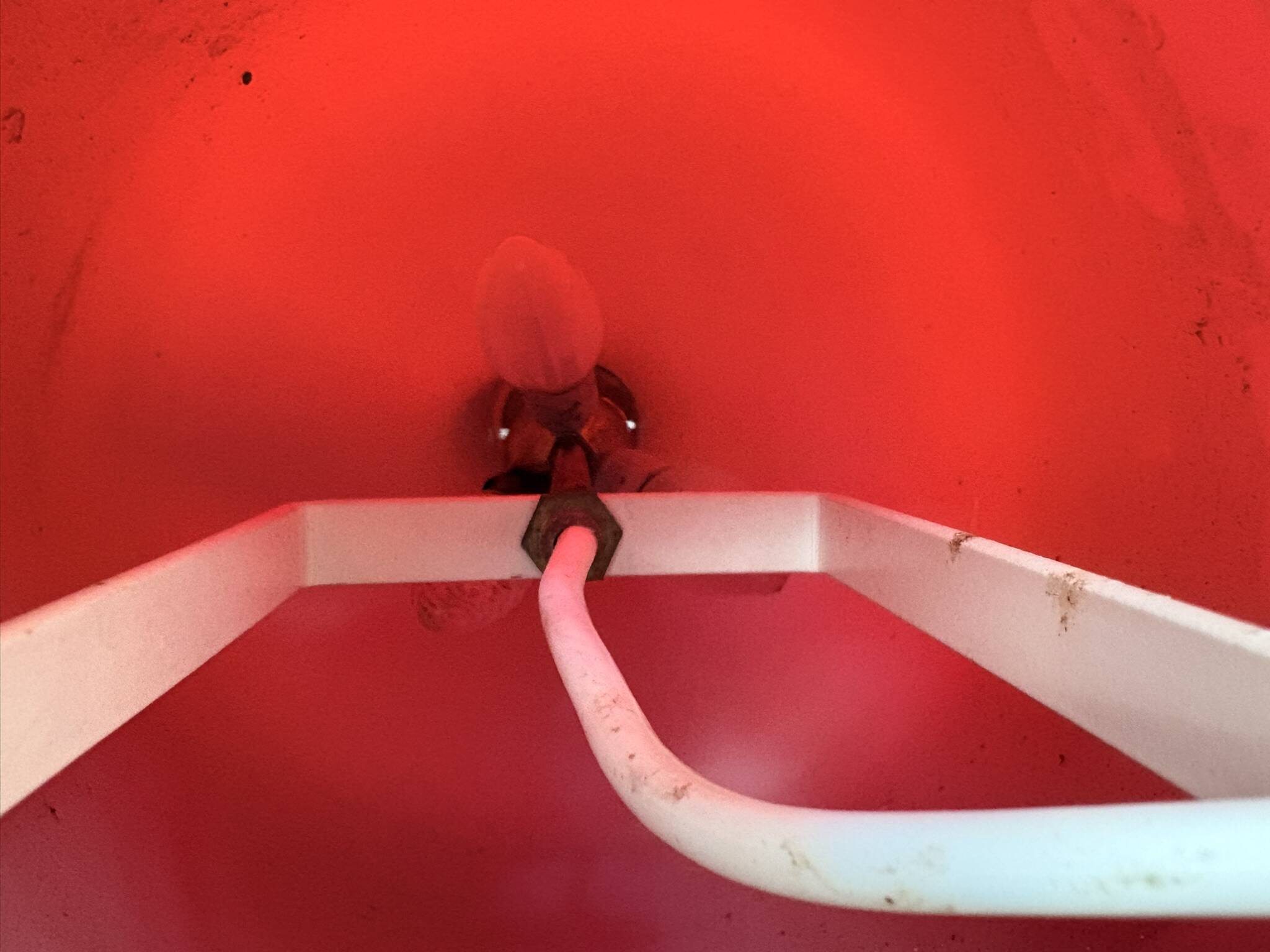 Large Bottle Lamp Opaline Glass Red Mid Century Vintage 80cm